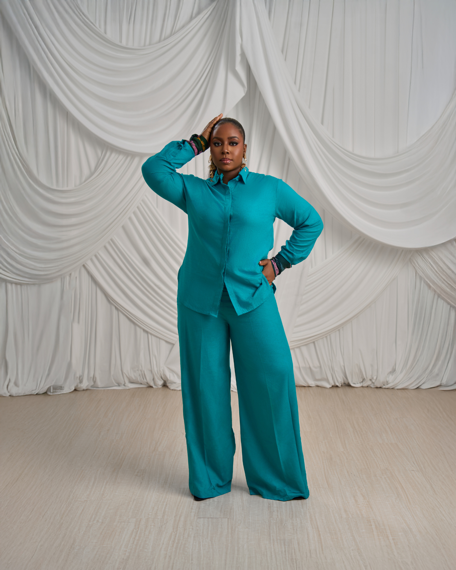 Long-Sleeve Shirt & Wide-Leg Pants: Linen